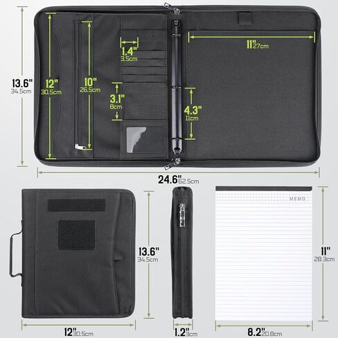 محفظة دفاتر تكتيكية محفظة بادوفوفيو رنين مع Zipper Army Military Bookner يحتوي على 25 ورقة ورقة A4 و Binder 3 حلقة القابلة للانفصال حقيبة المقبض متعددة التخزينات القابلة للفصل للعمل الخارجي in Saudi Arabia