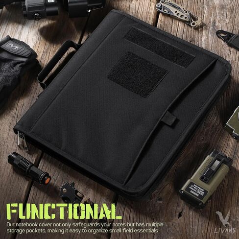 محفظة دفاتر تكتيكية محفظة بادوفوفيو رنين مع Zipper Army Military Bookner يحتوي على 25 ورقة ورقة A4 و Binder 3 حلقة القابلة للانفصال حقيبة المقبض متعددة التخزينات القابلة للفصل للعمل الخارجي in Saudi Arabia