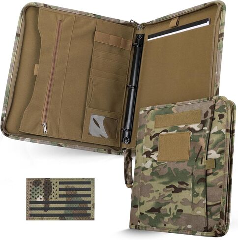Tactical Notebook Portfolio Padfolio Ring Binder with Zipper Army Military Notebook Planner Contains 25 Sheets A4 Letter Paper and Detachable 3-Ring Binder Multi-Storage Handle Bag for Out-work in Saudi Arabia