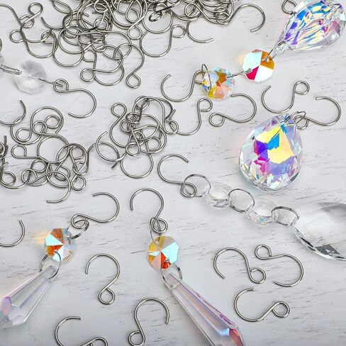 300pcs Crystal Beads S Shape Hooks DIY for Arts & Crafts, Chandelier Suncatchers,Homemade Jewelry Making Crystal Lamps, Crystal Curtain, Crystal Garland(Silver) in Kuwait