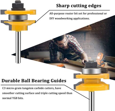 TAIWAIN 1/4-Inch Shank 5 Bit Bull Nose Router Bit,Half Round Bearing Milling Cutter Bits,1/8 inches 3/16 inches 1/4 inches 5/16 inches 3/8 inches Carbide Tipped Round Edge Cutting Ball Blade,15*8*6cm in Saudi Arabia