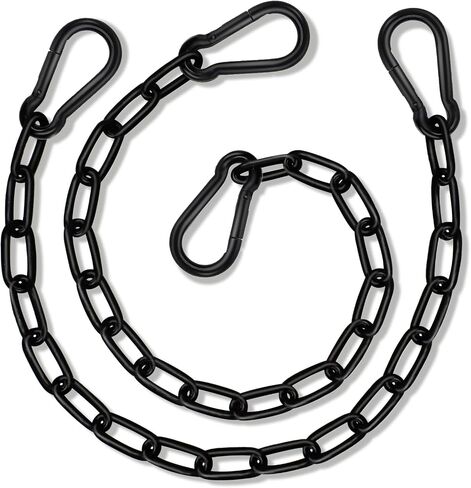 2 Pack Hanging Swing Chain with 4 Carabiners 25.6in, 660LB Capacity Heavy Duty Hammock Hardware Kit for Punching Bags, Swing Chairs, Indoor & Outdoor Gym (Black) in Kuwait