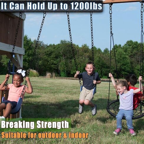 2 Pack Hanging Swing Chain with 4 Carabiners 25.6in, 660LB Capacity Heavy Duty Hammock Hardware Kit for Punching Bags, Swing Chairs, Indoor & Outdoor Gym (Black) in Kuwait
