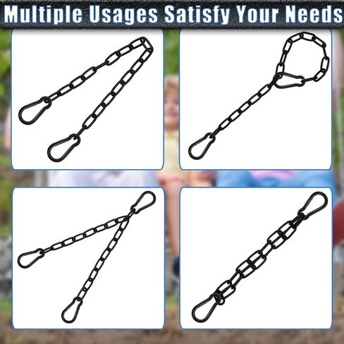 2 Pack Hanging Swing Chain with 4 Carabiners 25.6in, 660LB Capacity Heavy Duty Hammock Hardware Kit for Punching Bags, Swing Chairs, Indoor & Outdoor Gym (Black) in Kuwait