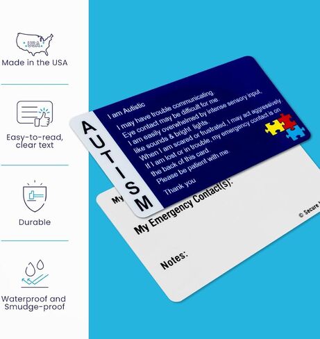 Autism Awareness Write-On Alert Cards – Emergency Contact ID Cards, 3 Pack with Puzzle and Infinity Designs in Saudi Arabia