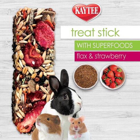 Kaytee Small Animal Treat Stick with Superfoods, Strawberry & Flax Seed, 5.5 oz in Saudi Arabia