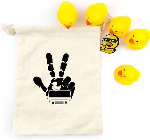 LANBAIHE You've Been Ducked | Rubber Duck Drawstring Bag | Duck Duck Bag | Reusable Rubber Duck Bag | 13 x 10 inches | Great Gift for Any Duck Enthusiast | Rubber Duck Bag, Off White in Kuwait