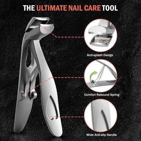 Bezox Toe Nail Nail Clippers لكبار السن للأظافر الكثيفة - أظافر أظافر الرأس الزاوية المريحة لأظافر أظافر سميكة ، وأظافر أصابع سهلة للبالغين مع الماسك - الفضة in Kuwait