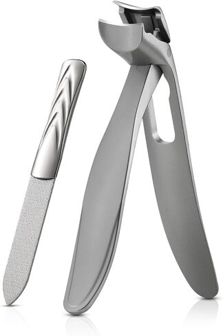 Bezox Toe Nail Nail Clippers لكبار السن للأظافر الكثيفة - أظافر أظافر الرأس الزاوية المريحة لأظافر أظافر سميكة ، وأظافر أصابع سهلة للبالغين مع الماسك - الفضة in Kuwait