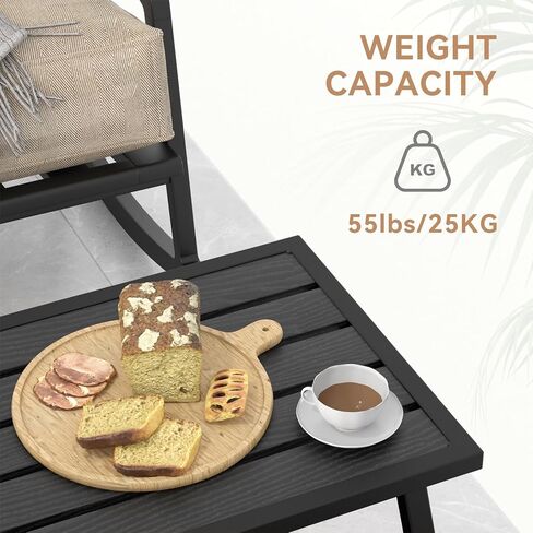 C-Hopetree Small Metal Outdoor Coffee Side Table for Outside Patio, Rectangle, Black in Saudi Arabia