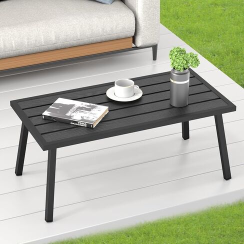 C-Hopetree Small Metal Outdoor Coffee Side Table for Outside Patio, Rectangle, Black in Saudi Arabia