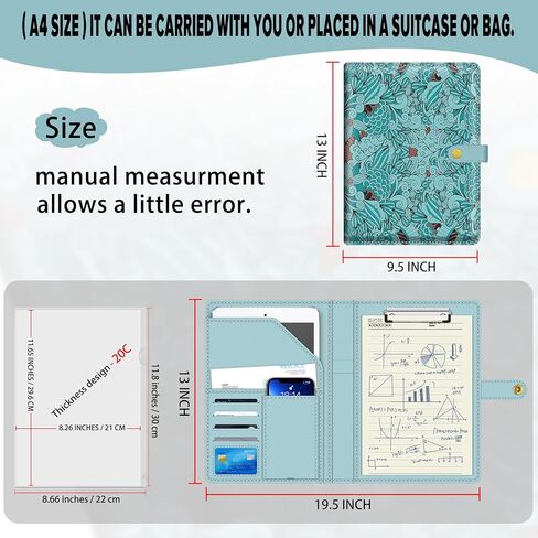 BVYA Padfolio Portfolio Case with Snap Closure, Conference Folder Executive Business Padfolio with Document Sleeve,Letter/A4 Size Clipboard,Business Card Holders, Cell Phone Holder in Kuwait