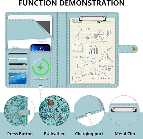 BVYA Padfolio Portfolio Case with Snap Closure, Conference Folder Executive Business Padfolio with Document Sleeve,Letter/A4 Size Clipboard,Business Card Holders, Cell Phone Holder in Kuwait