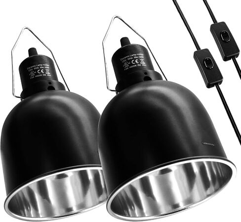 Reptile Light Fixture with Dimming Switch and Timer, 5.5 Inch Deep Dome Reptile Heat Lamp Fixture, Reptile Lamp Fixture Cap for UVB Bulb Basking Heat Bulb for Reptile Glass Terrariums, 2PCS in Saudi Arabia