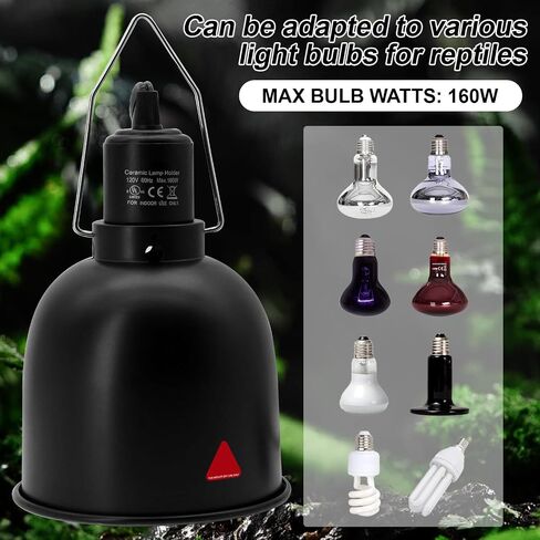 Reptile Light Fixture with Dimming Switch and Timer, 5.5 Inch Deep Dome Reptile Heat Lamp Fixture, Reptile Lamp Fixture Cap for UVB Bulb Basking Heat Bulb for Reptile Glass Terrariums, 2PCS in Saudi Arabia
