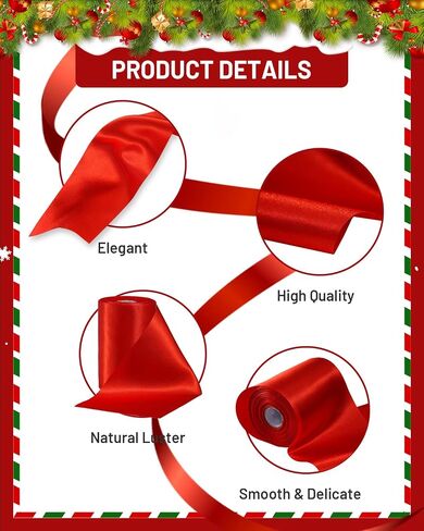 FAKILO Red Satin Ribbon 4 Inch x 22 yd Wide for Grand Opening Business Cuttings Ceremony Bow Christmas Festival Decor in Kuwait