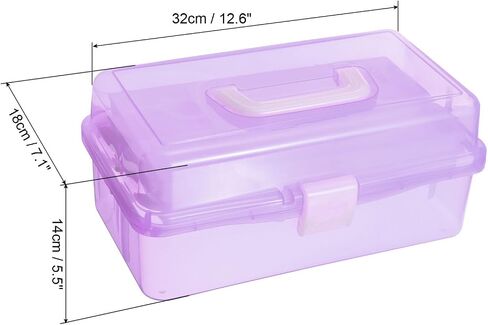 PATIKIL 12" Three-Layer Art Storage Box, Multifunctional Portable Tool Case Holder Container Organizer with Handle for Art Craft Cosmetic Home Travel, Purple in Saudi Arabia