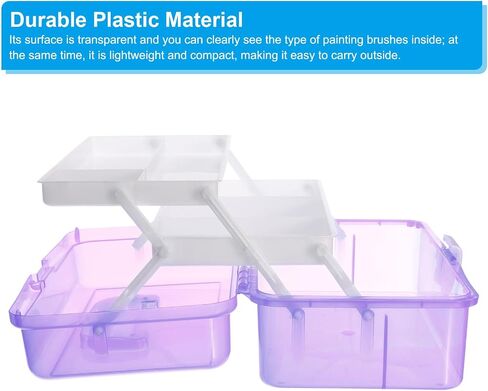 PATIKIL 12" Three-Layer Art Storage Box, Multifunctional Portable Tool Case Holder Container Organizer with Handle for Art Craft Cosmetic Home Travel, Purple in Saudi Arabia