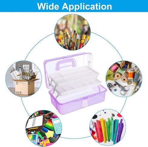 PATIKIL 12" Three-Layer Art Storage Box, Multifunctional Portable Tool Case Holder Container Organizer with Handle for Art Craft Cosmetic Home Travel, Purple in Saudi Arabia