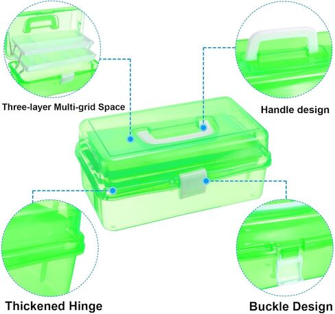PATIKIL 12" Three-Layer Art Storage Box, Multifunctional Portable Tool Case Holder Container Organizer with Handle for Art Craft Cosmetic Home Travel, Purple in Saudi Arabia