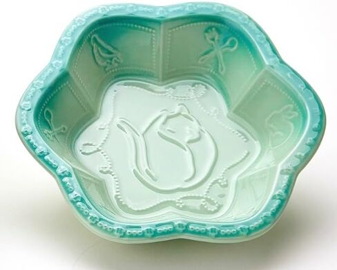 Ceramic Pet Bowl - Elegant Floral Design, Durable and Stylish Feeding Dish for Cats and Dogs (Green) in Saudi Arabia