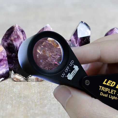 مجوهرات مجوهرات مضيئة Loupe Machifier ، مكبّر للمجوهرات القابلة للطي مع 6 مصابيح LED و UV ، Hastings Triplet Loupe 10x للأحجار الكريمة ، المجوهرات ، العملات المعدنية ، الختم ، إلخ. in Kuwait