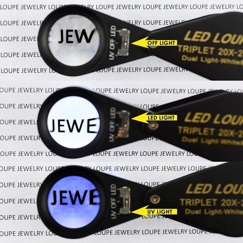 مجوهرات مجوهرات مضيئة Loupe Machifier ، مكبّر للمجوهرات القابلة للطي مع 6 مصابيح LED و UV ، Hastings Triplet Loupe 10x للأحجار الكريمة ، المجوهرات ، العملات المعدنية ، الختم ، إلخ. in Kuwait