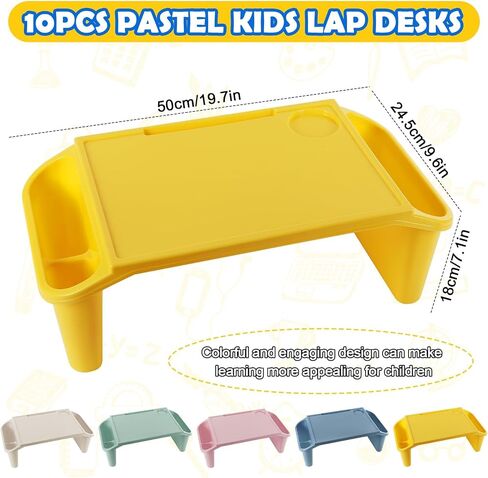 gisgfim 5 Pcs Kids Lap Desk Tray Bulk 19.7x9.6x7.1in Portable Lap Desk Kids with Storage Space Kid Lap Tray with Side Pockets Plastic Lap Bed Table for Classroom Home Car Activity Eating in Saudi Arabia