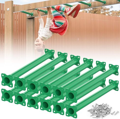 16.5 Inch Monkey Bars Kit Playground Monkey Bar Ladder Rungs for Backyard Indoor Outdoor Kids Metal Monkey Bars Swing Set Playset Accessories (Light Blue, 12 Pcs) in Saudi Arabia