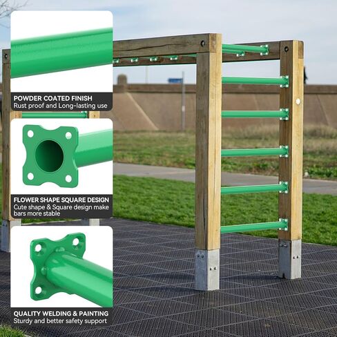 16.5 Inch Monkey Bars Kit Playground Monkey Bar Ladder Rungs for Backyard Indoor Outdoor Kids Metal Monkey Bars Swing Set Playset Accessories (Light Blue, 12 Pcs) in Saudi Arabia