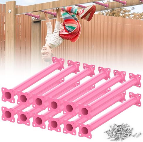 16.5 Inch Monkey Bars Kit Playground Monkey Bar Ladder Rungs for Backyard Indoor Outdoor Kids Metal Monkey Bars Swing Set Playset Accessories (Light Blue, 12 Pcs) in Saudi Arabia