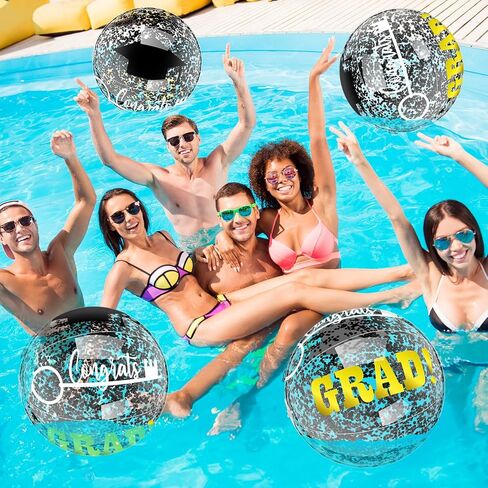10 Pcs 16 Inch Graduation Inflatable Beach Balls Congrats Grad Beach Ball Congrats Grad Sign Bulk for Class of 2025 College Graduation Swimming Party Supplies Favors in Kuwait