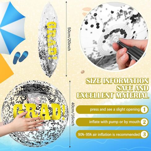 10 Pcs 16 Inch Graduation Inflatable Beach Balls Congrats Grad Beach Ball Congrats Grad Sign Bulk for Class of 2025 College Graduation Swimming Party Supplies Favors in Kuwait