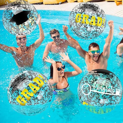 10 Pcs 16 Inch Graduation Inflatable Beach Balls Congrats Grad Beach Ball Congrats Grad Sign Bulk for Class of 2025 College Graduation Swimming Party Supplies Favors in Kuwait