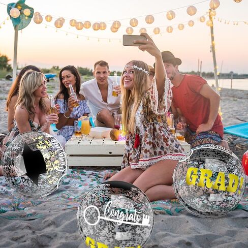 10 Pcs 16 Inch Graduation Inflatable Beach Balls Congrats Grad Beach Ball Congrats Grad Sign Bulk for Class of 2025 College Graduation Swimming Party Supplies Favors in Kuwait