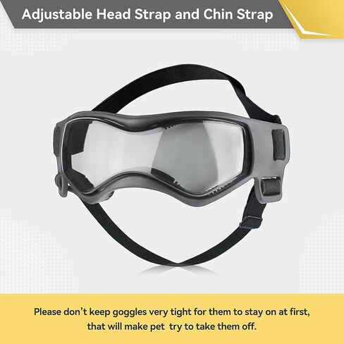 Dog Goggles Dog Sunglasses for Small Breed UV Protection Windproof with Adjustable Head Straps Chin Straps for Ride Car/Hiking Travel/On Beach-Black in Saudi Arabia