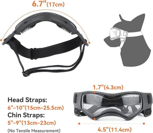 Dog Goggles Dog Sunglasses for Small Breed UV Protection Windproof with Adjustable Head Straps Chin Straps for Ride Car/Hiking Travel/On Beach-Black in Saudi Arabia