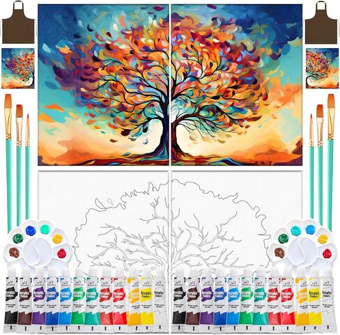 2pack 8 "x 10" Paint and sip kit for Adults，pre Drawn Canvas for Painting, Couples Painting Kit Date Night，DIY Paint Party Favors(Angel Wings) in Kuwait