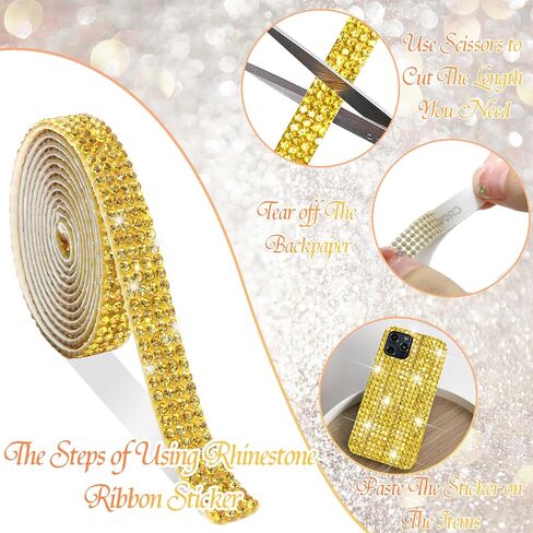 FULZTEY Patriotic Rhinestone Ribbon Roll Sticky Gem Crystal Trim Red Blue White Crystal Ribbon Glitter Diamond Tape with 2 Sheets Patriotic Star Sticker for Independence Day Crafts Decoration in Saudi Arabia
