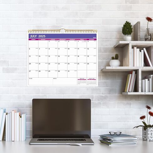 Wall Calendar 2025-2026 - 18 Monthly Calendar 2025-2026 Wall, Jan 2025 - Jun 2026, 14.57'' x 11.42'', 2025 Calendar with Ruled Blocks, Thick Paper, Holidays, To-do ＆ Notes, Amply Writing Space in Saudi Arabia