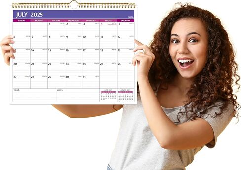 Wall Calendar 2025-2026 - 18 Monthly Calendar 2025-2026 Wall, Jan 2025 - Jun 2026, 14.57'' x 11.42'', 2025 Calendar with Ruled Blocks, Thick Paper, Holidays, To-do ＆ Notes, Amply Writing Space in Saudi Arabia