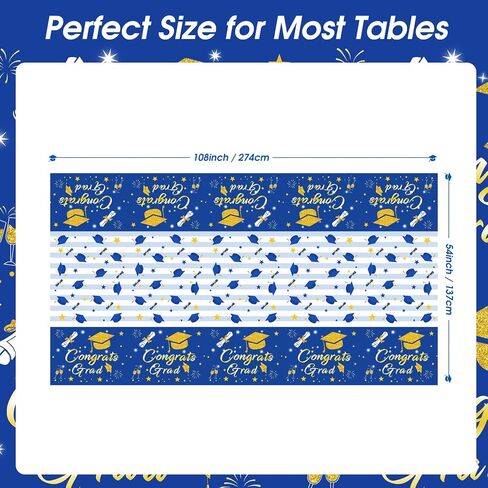 CESOF Graduation Tablecloth Party Decorations 2025, 3 Pack Black and Gold 54"x108" Congrats Grad Disposable Table Covers Plastic Cloth Tablecover for College High School Class of 2025 Party Supplies in Saudi Arabia