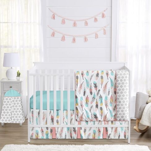 Sweet Jojo Designs Blush Pink White Damask and Gold Polka Dot Amelia Girl Baby Bedding 4 Piece Crib Set in Kuwait