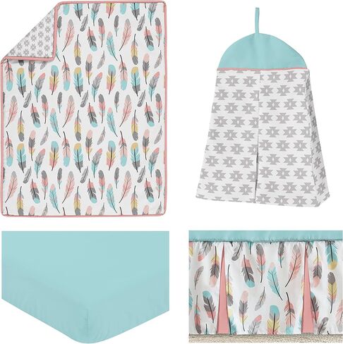 Sweet Jojo Designs Blush Pink White Damask and Gold Polka Dot Amelia Girl Baby Bedding 4 Piece Crib Set in Kuwait