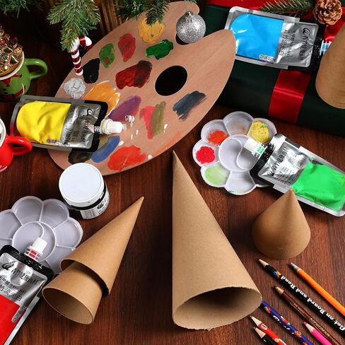 Zhanmai 12 Pcs Paper Mache Cones Open Bottom Cardboard Craft Cone for DIY Gnomes Ornament Tree Decoration DIY Craft Home Decoration(9.8 x 3.9 Inch) in Saudi Arabia