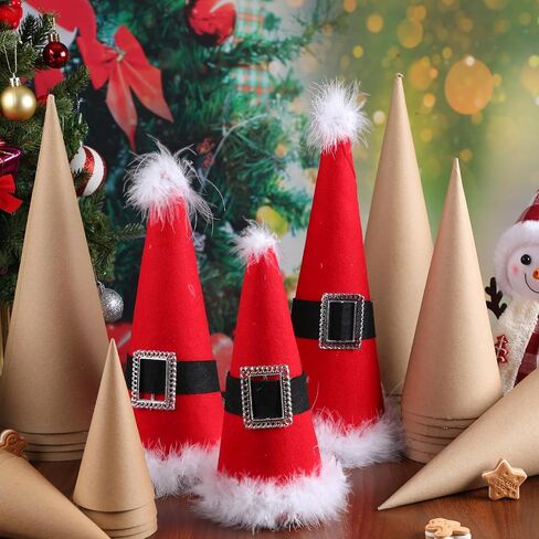 Zhanmai 12 Pcs Paper Mache Cones Open Bottom Cardboard Craft Cone for DIY Gnomes Ornament Tree Decoration DIY Craft Home Decoration(9.8 x 3.9 Inch) in Saudi Arabia