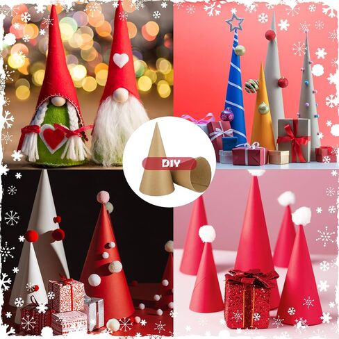 Zhanmai 12 Pcs Paper Mache Cones Open Bottom Cardboard Craft Cone for DIY Gnomes Ornament Tree Decoration DIY Craft Home Decoration(9.8 x 3.9 Inch) in Saudi Arabia