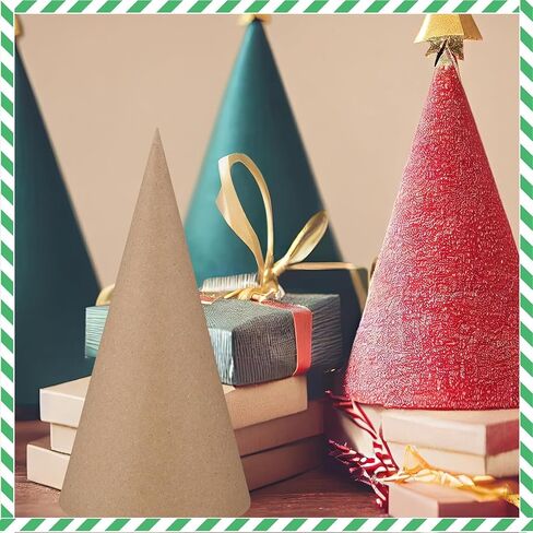 Zhanmai 12 Pcs Paper Mache Cones Open Bottom Cardboard Craft Cone for DIY Gnomes Ornament Tree Decoration DIY Craft Home Decoration(9.8 x 3.9 Inch) in Saudi Arabia