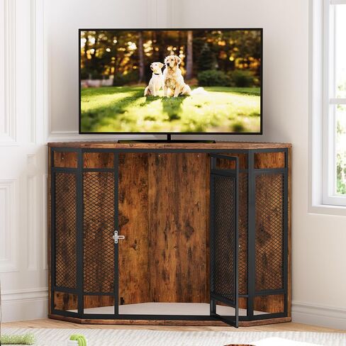 Yitahome 52 "زاوية أثاث قفص الكلب ، بيت الكلب الخشبي مع وسادة الكلب ، الكلب كومة الزاوية الطاولة الخشبية للكلاب الصغيرة المتوسطة الكبيرة ، بني in Kuwait
