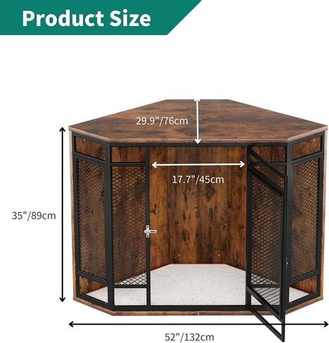 Yitahome 52 "زاوية أثاث قفص الكلب ، بيت الكلب الخشبي مع وسادة الكلب ، الكلب كومة الزاوية الطاولة الخشبية للكلاب الصغيرة المتوسطة الكبيرة ، بني in Kuwait